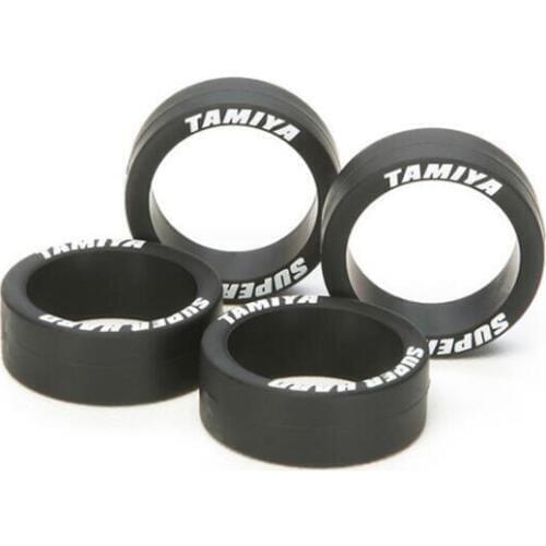 4Pcs Tamiya Mini 4WD Racing Car Model Super Hard Lower-Profile Tire (Black) 95323 Middle Diameter Tires Spare Part