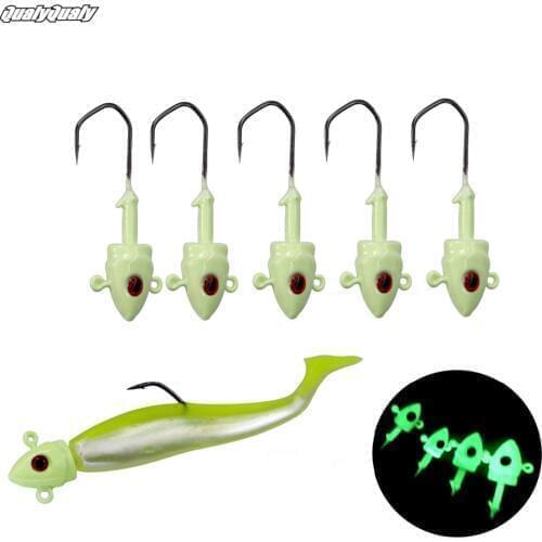 5pcs Glow Fishing Jig Heads 7g 10g 14g 20g Fishing Hook Lead Jig Lure Hard Baits Soft Worm Fishing Tackle Accessories