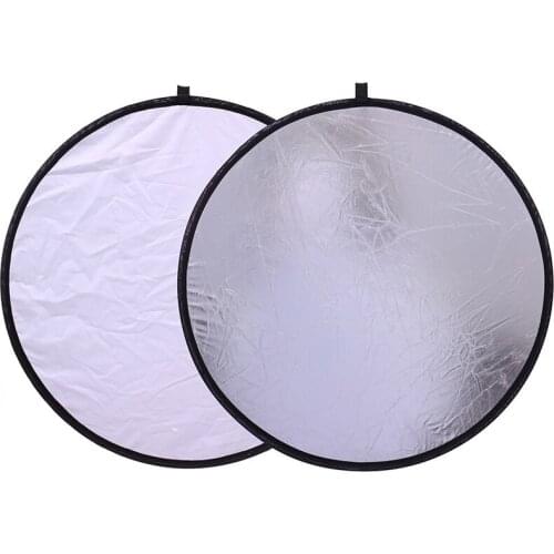 50 cm handheld multifunctional foldable portable optical disc reflector suitable for photography studio 2 in 1 silver white