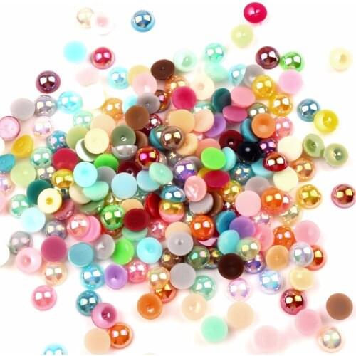 500pcs 8mm Mixed AB Color Half Round Pearl Beads Craft FlatBack Cabochon Embellishments For Scrapbooking DIY Accessories