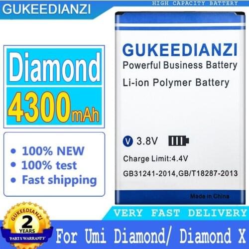 4300mAh GUKEEDIANZI Battery For Umi Diamond Battery For Umi Diamond X Big Power Bateria