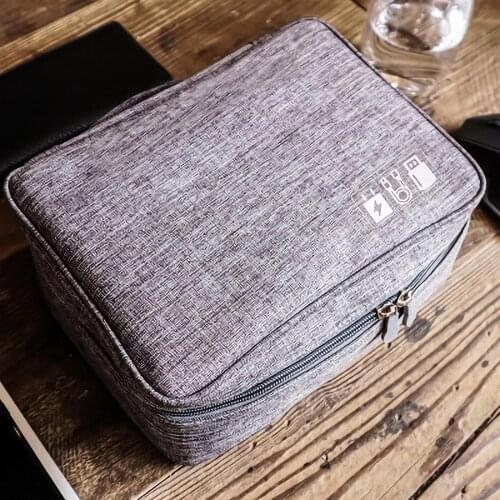 Electronics Accessories Case Compartment Multi-functional Polyester Waterproof Data Cable Storage Bag Pouch
