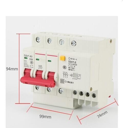 RCBO 3P+N 20A 25A 30A 40A 50A 63A 230V~ 50HZ/60HZ Residual current Circuit breaker with over current and Leakage protection