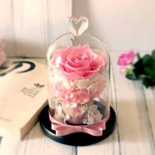 Immortal Eternal Rose Eternal Preserved Rose with Glass Dome Cover Beautiful Elegant Wedding Home Decorations Birthday Gifts