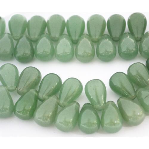 Hot!Fashion Natural Stone Teardrop Pear Shape Beads Green Aventurine Horizontal Hole For Earrings Jewelry Making 15*10mm 28pcs
