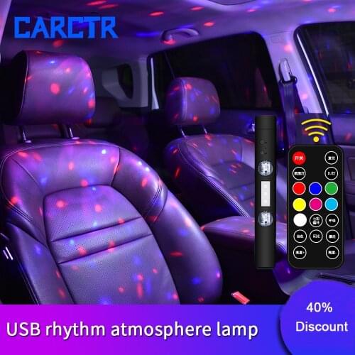 CARCTR LED Car Atmosphere Lamp USB Wireless Lamp Roof RGB Star Light Multiple Modes Automotive Interior Decorative Party Lights