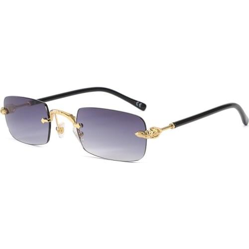 DENISA Small Retro Square Sunglasses Women Personalized Fashion 2021 New Rimless Cut Edge Glasses Womens Trend Eyewear G50672