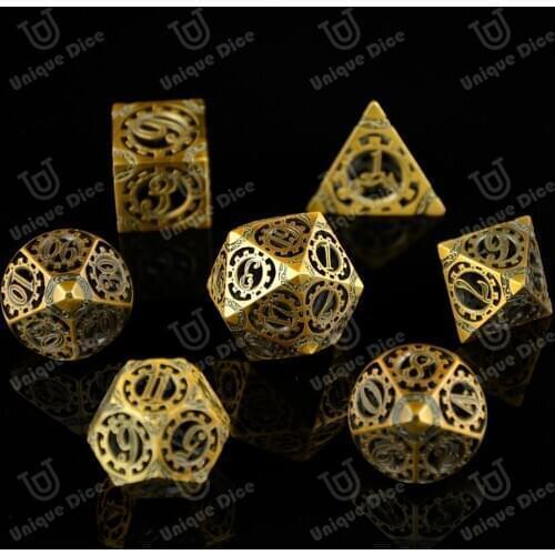 DND role-playing game dice, steampunk series D4-D20 polyhedron suit, hollow pure copper plating process