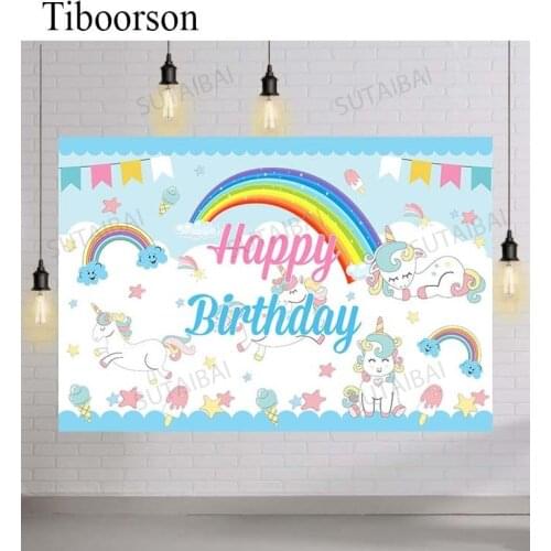 Unicorn Photo Background Ice Cream Sky Rainbow Stars Backdrop Photography Baby Shower Child Brithday Custom Banners Photocall