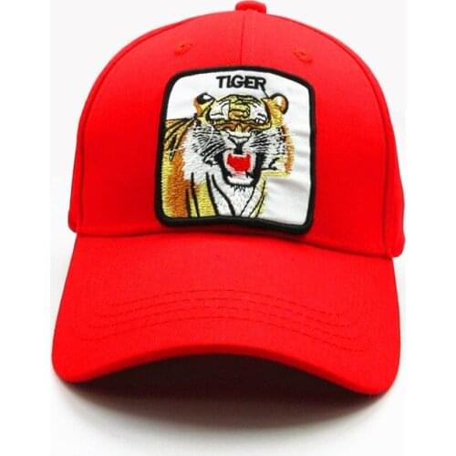 Animal Tiger Embroidery Cotton Baseball Cap Hip-hop Cap Adjustable Snapback Hats for Men and Women