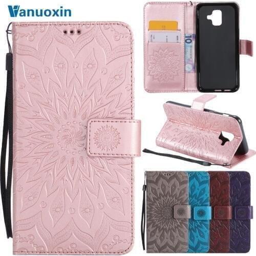 Flip Leather Case on sFor Fundas Samsung Galaxy A6 2018 case For Coque Samsung A6 Plus 2018 Wallet Cover Stand Phone Cases shell