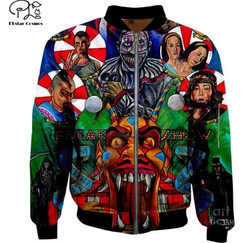 Men Bomber Jackets Funny trippy freak skull 3D Print Warm Long Sleeve Flight Jacket Thick Casual unisex Harajuku Streetwear
