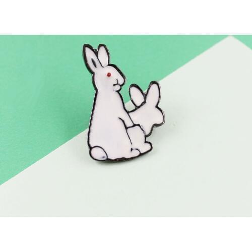 Cute White Rabbits Animal Pins Chinese Myths and Legends Rabbits Souvenir Gifts For Friends Denim Jeans Accessories