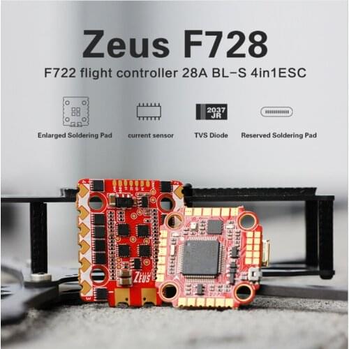 HGLRC ZeusF728 STACK F722 Mini Flight Controller 28A BLHELIS 4in1 ESC 3-6S 20X20mm for RC FPV Racing Freestyle Micro Drones