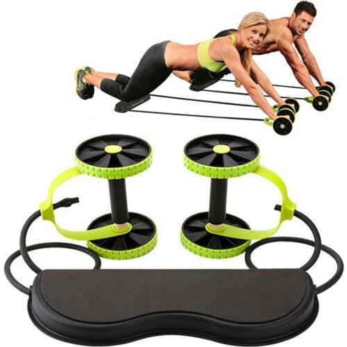 Multifunctional Elastic Abdominal Resistance Pull Rope Stretch AB Wheels Roller Gym Fitness Abdominal Muscle Exercise Trainer