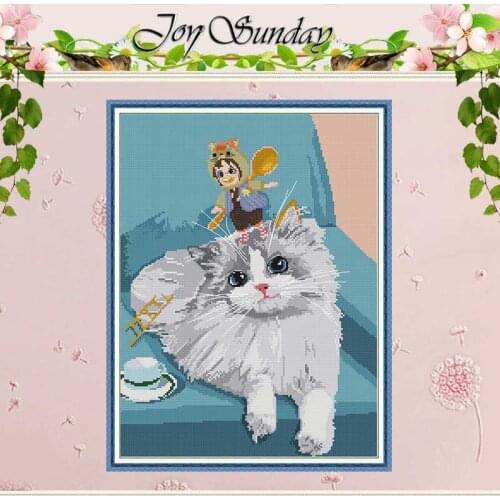 Kitten Animals Patterns Counted Handmade Cross Stitch 11CT 14CT printed Cross Stitch Kits Embroidery for Needlework