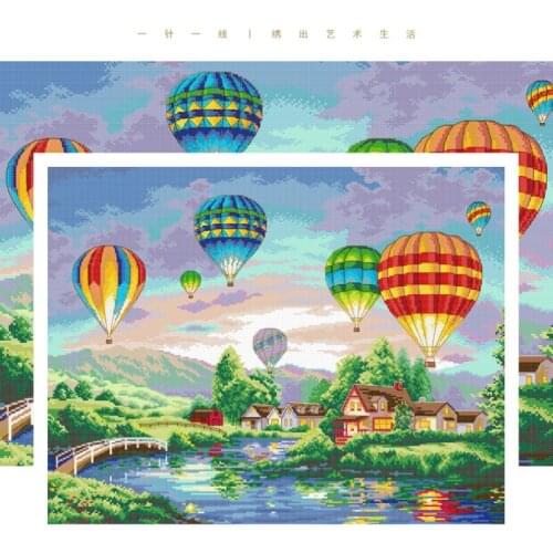 Cross-stitch printing complete DIY handmade kit Romantic hot air balloon trip for couples home decoration for dining table