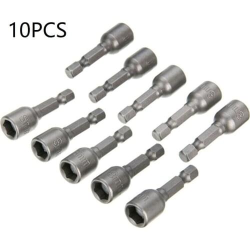 10 Pcs Sockets Magnetic Nut Driver Set 1/4 Hex 8mm Adapter Drill Bit Length 42mm For Hand Tools Repair Tools Accessories