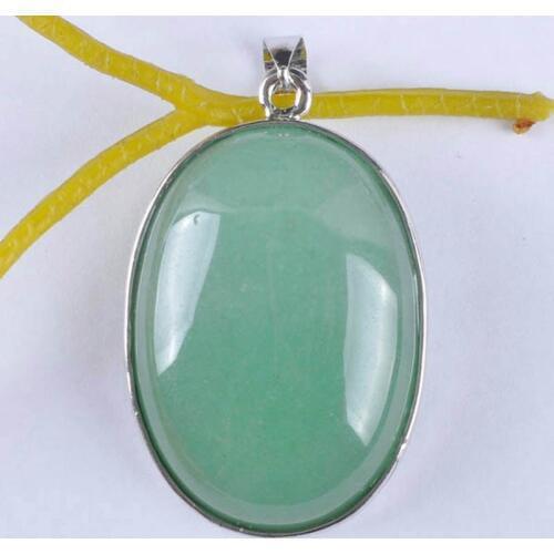 Natural Green Aventurine Bead Oval GEM Pendant Jewelry S942