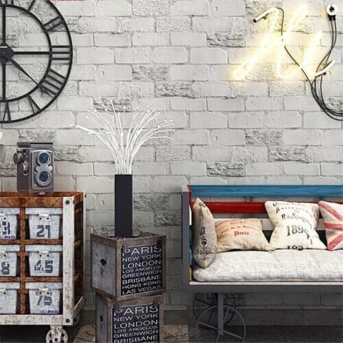 WELLYU new wallpaper retro white brick gray brick 3d antique brick restaurant clothing store brick papel de parede wallpaper