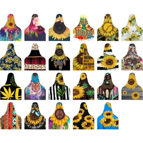 New Earrings-22 Colors Cow Tags Earrings 10pcs/5pairs Double Imprint Stock Counry Sunflower Earrings