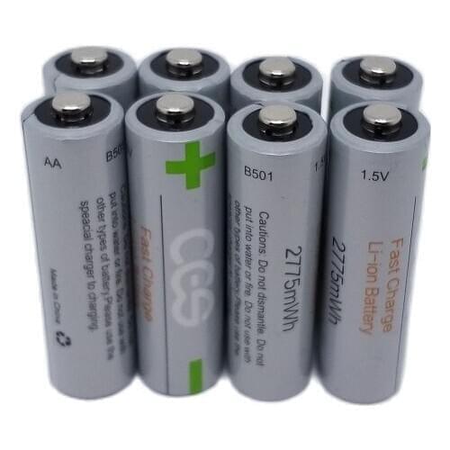 New battery fast charging 8pcs AA 1.5V 2775mWh lithium li-ion rechargeable battery For mouse keyboard electric toothbrush
