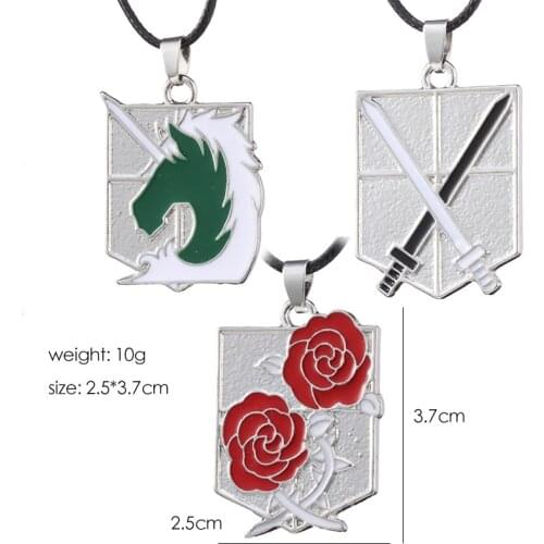 Attack On Titan Necklace Wings Of Freedom Eren Scout Legion Stationary Guard Military Police Trainee Squad Pendant Anime Jewelry