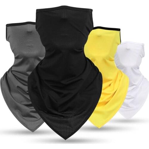 Hanging Ear Ice Silk Scarves Face Tube Neck Outdoor Fishing Running Hiking Men Women Headwear Triangle Quick-Dry Bandana Face