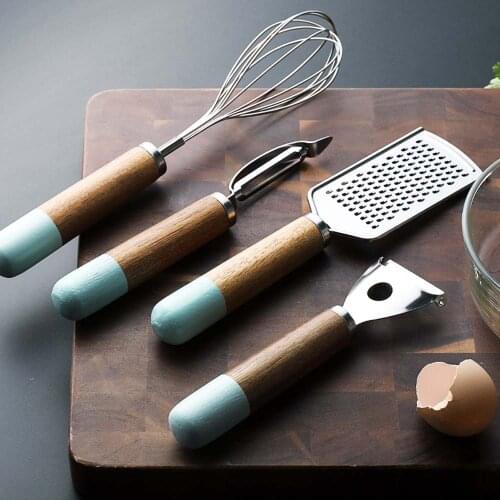Useful Kitchen Gadgets Set Fruit Knife Potato Peeler Vegetable Cutter Plane Grater Whisk Wood Stainless Steel Carrot Peers