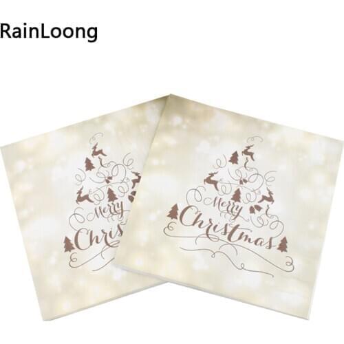 [RainLoong] Merry Christmas Napkins Festive & Party Supplies Tissue Paper Napkins Decoration Servilleta 33*33cm 1 pack