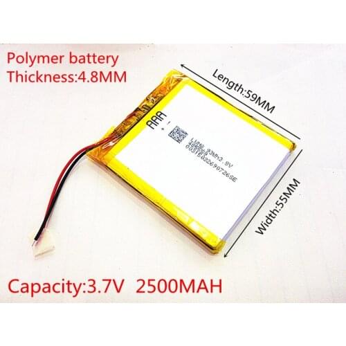 Size 485559 3.7V 2500mah Lithium polymer Battery With Protection Board For MP3 MP4 GPS Digital Products