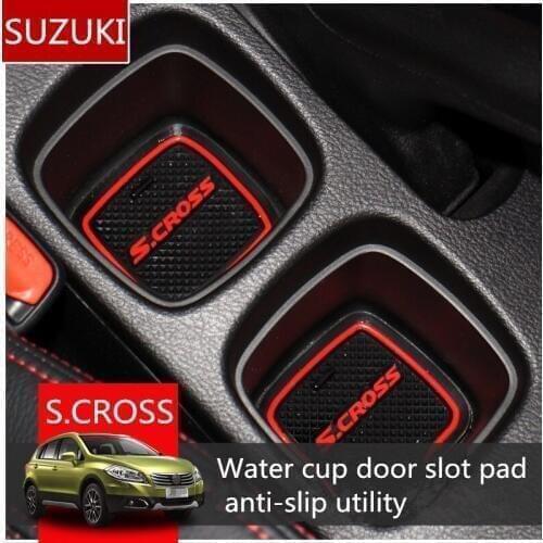 Rubber Mat For Suzuki S.Cross 2016 2017 2018 Door Slot Pad Cup Cushion Groove Mat Lnterior Anti Slip Mat Car Accessories Styling