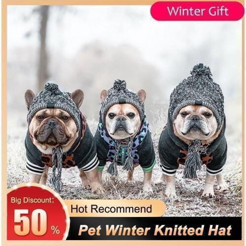 Christmas Clothes Dog Hats Winter Warm Knitted Pet Dogs Hats Funny Cat Dog Clothes Accessories Pet Dress Up Windproof Hat
