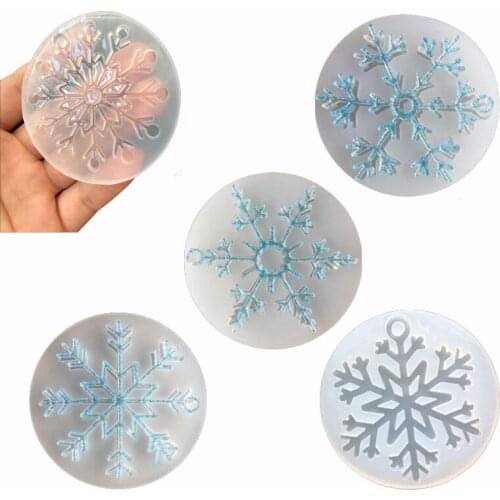 Facemile 5pcs christmas snowflake lace chocolate party diy fondant baking cooking cake decorating tools silicone pendant mold