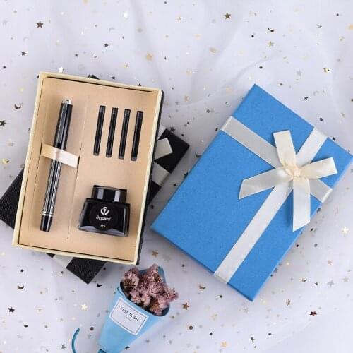 Metal fountain pen gift box set business gift solid wood fountain pen ink and ink sac dual-use free engraving