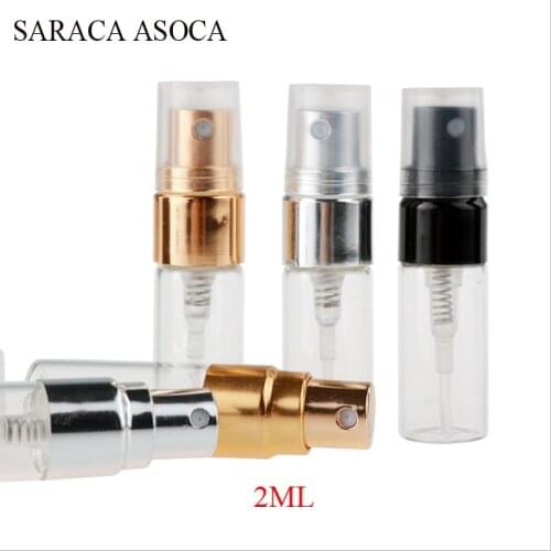 Wholesale 2ml Glass Bottle Body Perfume Sub-bottle Aluminum Nozzle Plastic Cover Portable Hydrating Spray Bottle100/Pcs