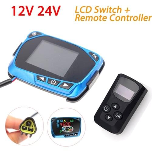 12V 24V Parking Heater LCD Display Thermostat Monitor Switch + Remote Controller For 5kw/8kw Car Heater Parking Diesel Heater