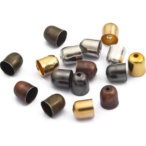 50-100Pcs 4-12mm Fit 3-11mm Leather Cords End Tip Tassel Crimp End Beads Caps For DIY Bracelet Jewelry Findings Making Earrings