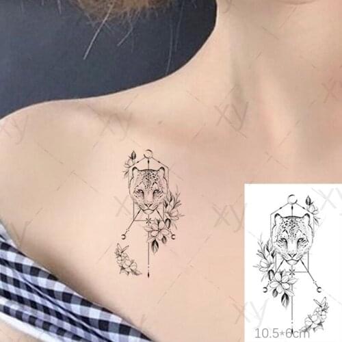 Waterproof Temporary Tattoo Sticker Leopard Head Flower Dinosaur Swallow Body Art Foot Hand Fake Tatto Flash Tatoo for Women Men