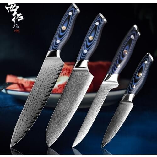 XITUO Damascus Chef Knife VG10 Sharp Japanese Sankotu Cleaver Boning Gyuto Paring Kitchen Knife Cooking Tool High-end Handle NEW