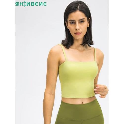 SHINBENE TUBE Padded Yoga Sports Bras Crop Tops Women Sweat-wicking Soft Nylon Fitness Gym Workout Bras Athletic Brassiere XS-XL