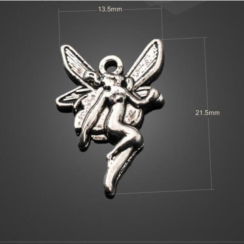 Factory price 50 PCS/Lot 13.5mm*21.5mm jewelry handmade antique silver plated tibetan flying angel charm