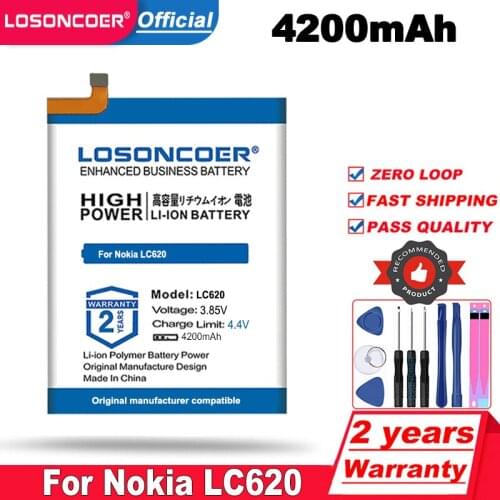 LOSONCOER Top Brand 100% New 4200mAh LC-620 Battery for Nokia LC 620 LC620 6.2 7.2 TA-1198 TA-1200 TA-1196 Mobile Cell Phone