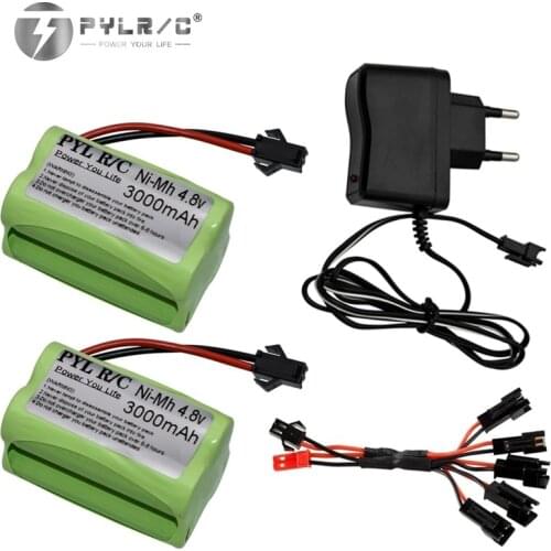 Battery + Charger 4.8v 3000mAh For RC Cars Ship Tanks Robot Trucks AA 4.8V NIMH rechargeable Battery group for RC toys Gun