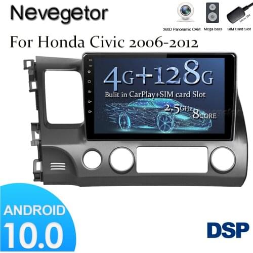 10'' Android 10 For Honda Civic 2004-2011 Left Tide Car Radio Multimedia GPS Navigation Navi Player Auto Stereo WIFI 2 din
