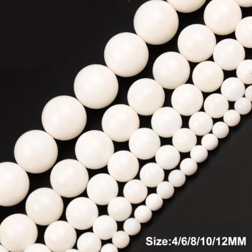 White Tridacna Natural Stone Beads Round Loose Spacer Beads For Jewelry Making Diy Charms Necklace Bracelet 6MM 8MM 10MM 12MM