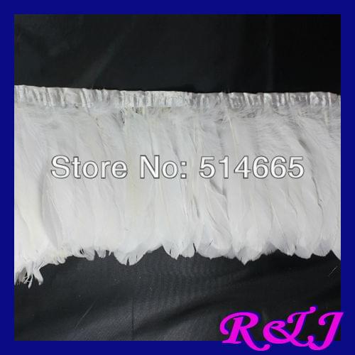 Free Shipping 5pcs/lot 10yards White swan goose feather trim/trimming/ fringe, feather ribbon
