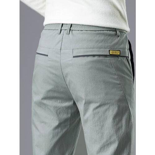 2021 Spring Summer Lightweight Straight Solid Color Casual Pants Classic Brand Embroidery High Quality Mens Trousers