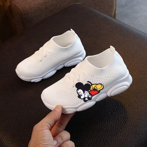 Disney Mickey spring and autumn childrens casual shoes stretch socks shoes boys and girls sports shoes old shoes knitting