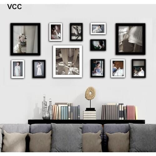 12Pcs Wooden Picture Frames For Wall Hanging Classic Black White Photo Frame For Living Room Family Photo Frame For Pictures